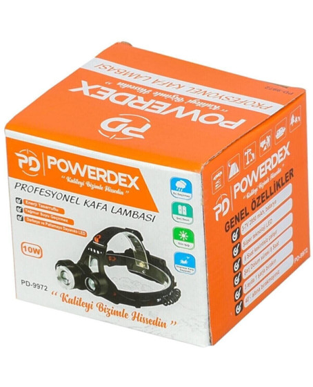 Powerdex 10 W Şarjlı Metal Yağmur Suyu Geçirmez Kafa Lambası - Feneri Powerdex 10 W Şarjlı Metal Yağmur Suyu Geçirmez Kafa Lambası - Feneri
