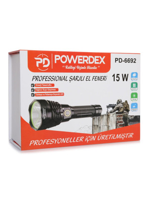 Powerdex Pd-6692 15 Watt 1000 Lümen Profesyonel Şarjlı El Feneri Powerdex Pd-6692 15 Watt 1000 Lümen Profesyonel Şarjlı El Feneri