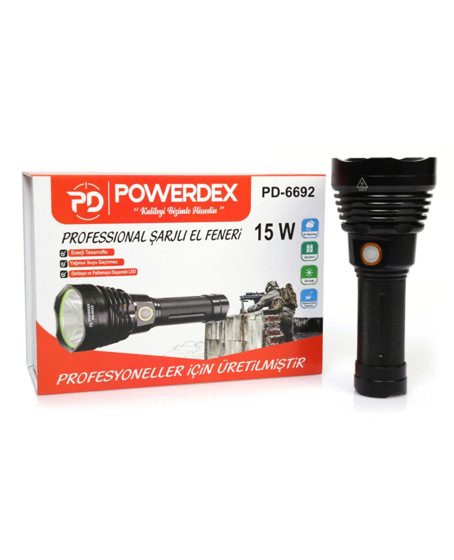 Powerdex Pd-6692 15 Watt 1000 Lümen Profesyonel Şarjlı El Feneri Powerdex Pd-6692 15 Watt 1000 Lümen Profesyonel Şarjlı El Feneri