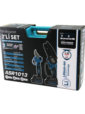 PROFESYONEL 2 PCS SET 6 İNÇ - 8 İNÇ BUDAMA DAL KESME TESTERE ŞARJLI ZİNCİRLİ KÖMÜRLÜ 18V-1500MAH