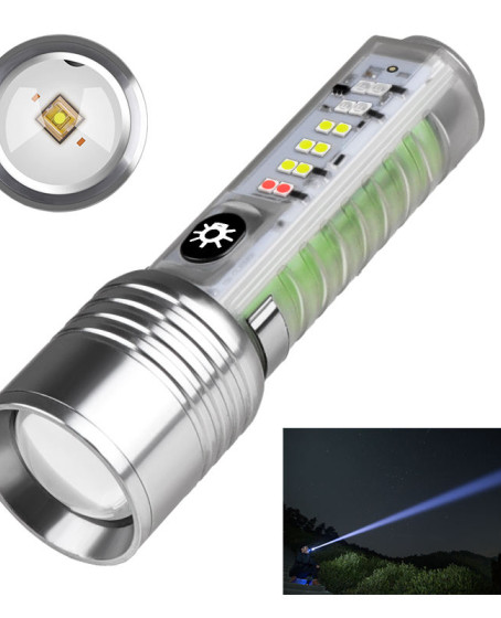Profesyonel TG LED Güçlü 8 Modlu Type-C 1000 Lümen Polis Çakarlı Şarjlı El Feneri