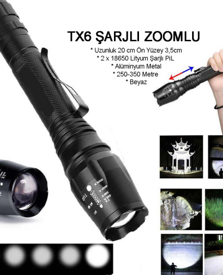 Profesyonel Tx6 Şarjlı Zoomlu El Feneri Wt-241