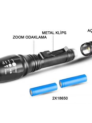 Profesyonel Tx6 Şarjlı Zoomlu El Feneri Wt-241