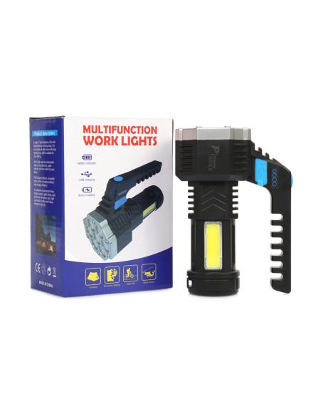 PS-3879 USB Şarj Göstergeli Şarj Edilebilir 7*XPE +COB Led El Feneri