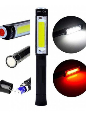 PS-Q5 Pilli Mıknatıslı COB LED Çalışma Tamir Kırmızı Işık El Feneri