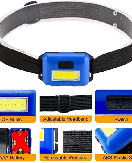 PS-T89 Mini Pilli COB LED 3 Mod Su Geçirmez Kafa Feneri Lambası