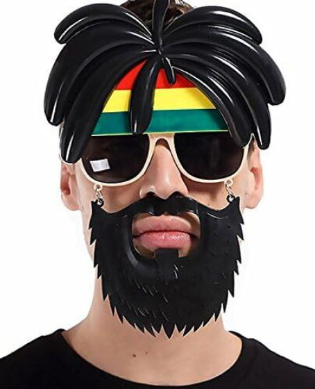 Rasta Peruklu Rasta Sakallı Bob Marley Bıyıklı Parti Gözlüğü 27x18 cm