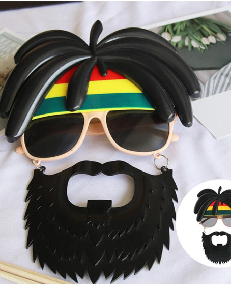 Rasta Peruklu Rasta Sakallı Bob Marley Bıyıklı Parti Gözlüğü 27x18 cm