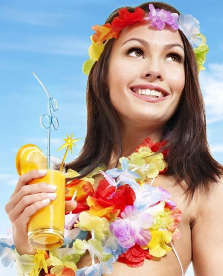 Rengarenk Hawaii Kolye Taç Bileklik Seti 4 Parça