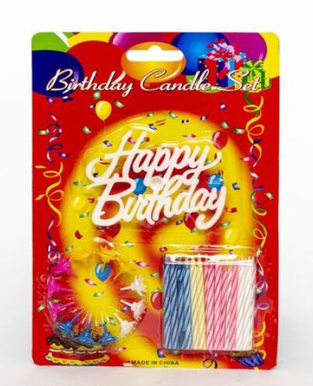 Rengarenk Mumlu Beyaz Happy Birthday Yazılı Doğum Günü Mumu 12 Adet