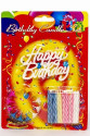 Rengarenk Mumlu Beyaz Happy Birthday Yazılı Doğum Günü Mumu 12 Adet