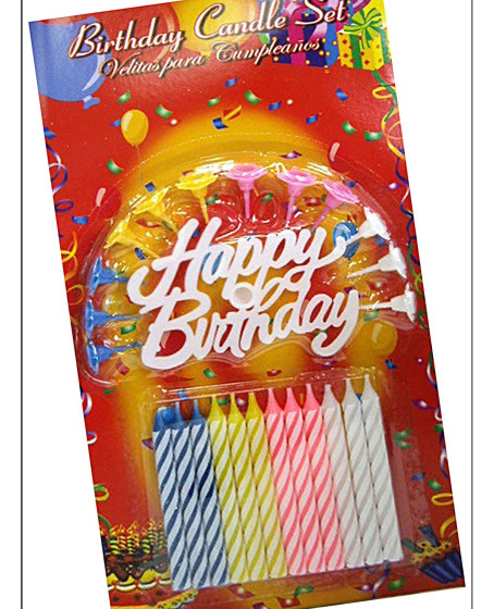 Rengarenk Mumlu Beyaz Happy Birthday Yazılı Doğum Günü Mumu 12 Adet