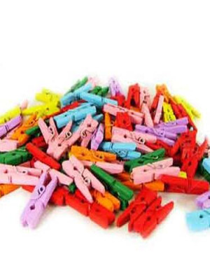 Renkli Mini Ahşap Mandal (100 Adet)