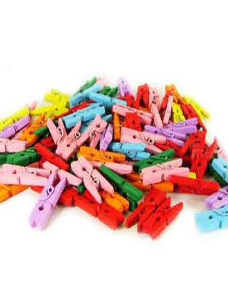 Renkli Mini Ahşap Mandal (100 Adet)