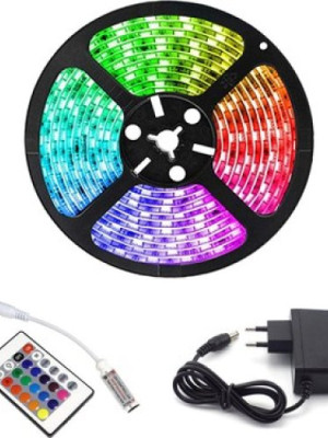 Rgb Şerit 5 Metre 16 Renkli Kumandalı Adaptörlü Çift Taraflı Bant