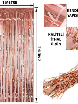Rose Gold Püsküllü Kapı Perdesi - Parti, Bekarlığa Veda, Doğum Günü 1x2 m Rose Gold Püsküllü Kapı Perdesi - Parti, Bekarlığa Veda, Doğum Günü 1x2 m