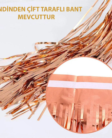 Rose Gold Püsküllü Kapı Perdesi - Parti, Bekarlığa Veda, Doğum Günü 1x2 m Rose Gold Püsküllü Kapı Perdesi - Parti, Bekarlığa Veda, Doğum Günü 1x2 m