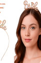 Rose Gold Renkli Taşlı “Bride” Gelin Tacı – El Yazısı Yazı Tipiyle