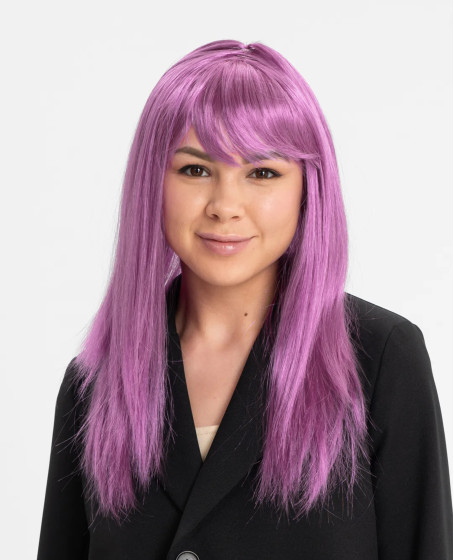 Rose Pembe Renk Düz Kesim Uzun Parti Peruğu Takma Saç