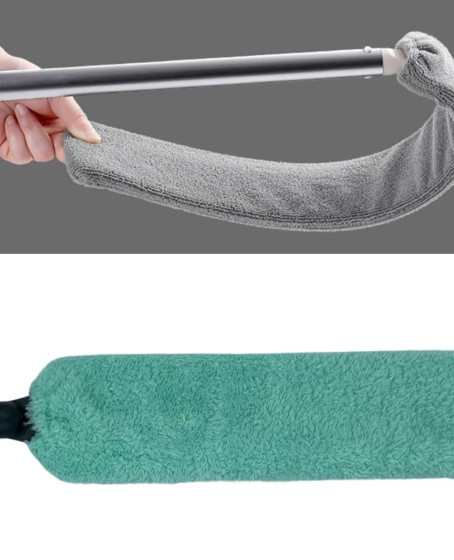 Saplı Mikrofiber Başlıklı Girintili Yüzey Temizleme Mopu Toz Alma Fırçası