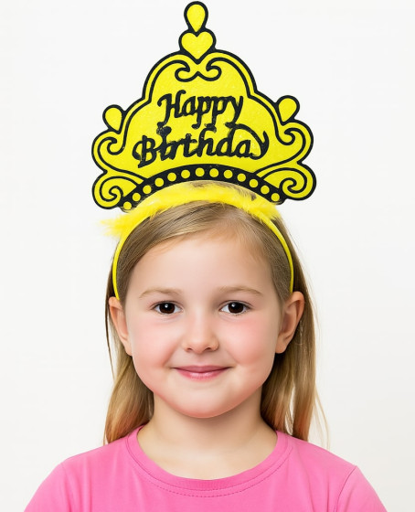 Sarı Happy Birthday Prenses Tacı – Doğum Günü Taç Aksesuarı Sarı Happy Birthday Prenses Tacı – Doğum Günü Taç Aksesuarı