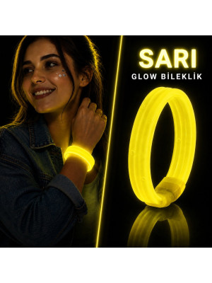 Sarı Kalın Glow Bileklik – Kırılarak Yanan Parti ve Festival Bilekliği