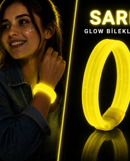 Sarı Kalın Glow Bileklik – Kırılarak Yanan Parti ve Festival Bilekliği