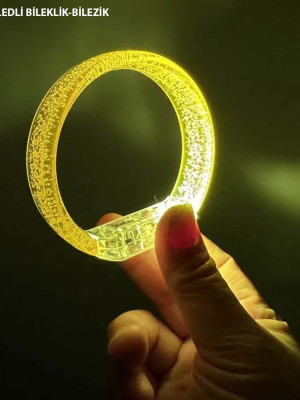 Sarı Led Işıklı Baskı Yapılabilen Pilli Bileklik Bilezik 1,5 cm Genişlik