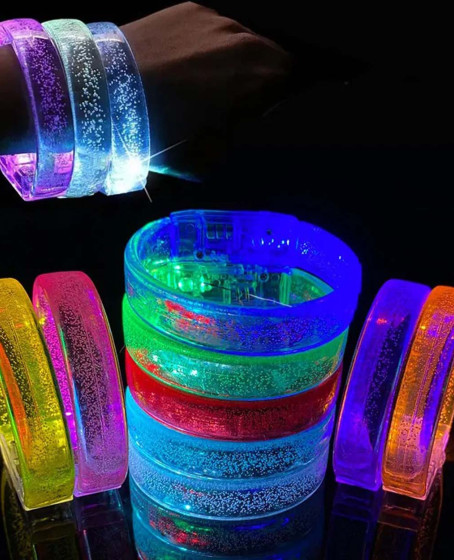 Sarı Led Işıklı Baskı Yapılabilen Pilli Bileklik Bilezik 1,5 cm Genişlik
