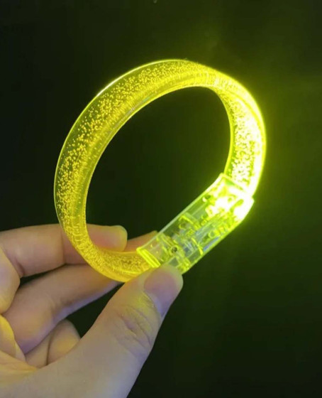 Sarı Led Işıklı Baskı Yapılabilen Pilli Bileklik Bilezik 1,5 cm Genişlik