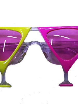 Sarı Pembe Renk Martini Parti Gözlüğü