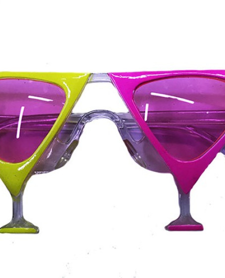 Sarı Pembe Renk Martini Parti Gözlüğü