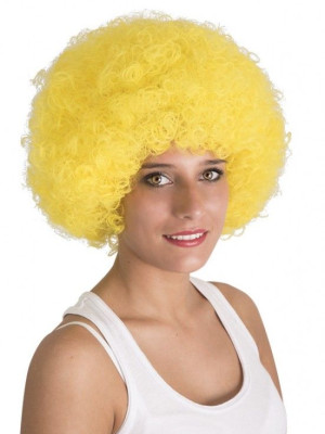 Sarı Renk Kıvırcık Afro Bonus Peruk