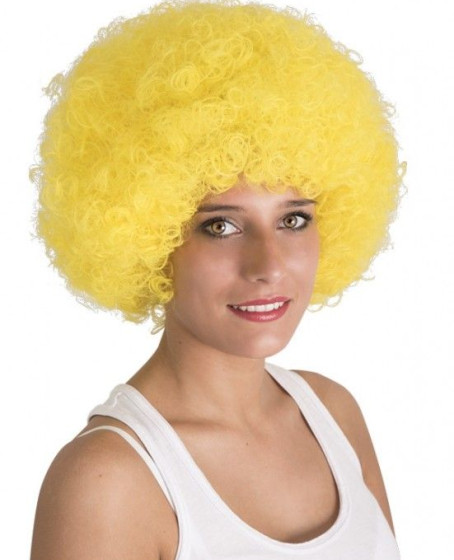 Sarı Renk Kıvırcık Afro Bonus Peruk