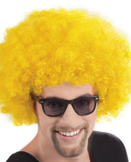 Sarı Renk Kıvırcık Afro Bonus Peruk