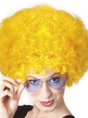 Sarı Renk Kıvırcık Afro Bonus Peruk