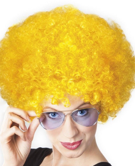 Sarı Renk Kıvırcık Afro Bonus Peruk