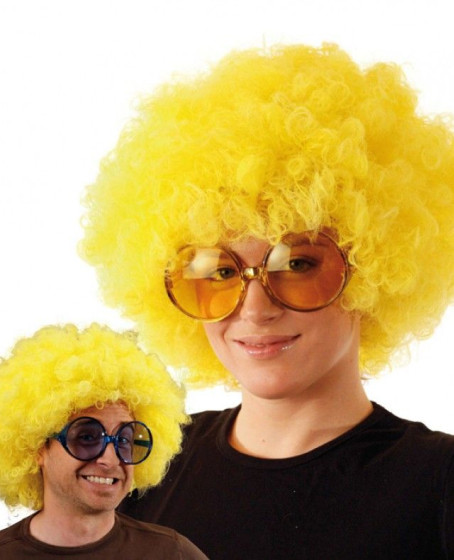 Sarı Renk Kıvırcık Afro Bonus Peruk
