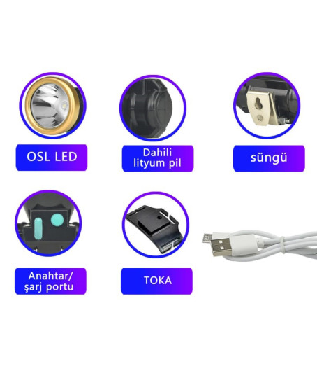 Şarjli Baret Lambasi Osl Led WT-065