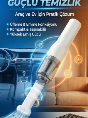 Şarjlı Mini Araç İçi Süpürge