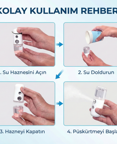 Şarjlı Mini Yüz Nemlendirici Dezenfektan Cihazı Mist Sprayer