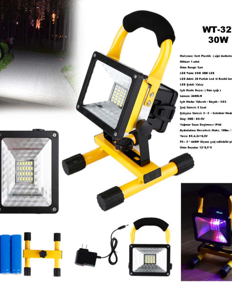 Şarjlı Spot Lamba Projektör Wt-329 Şarjlı Spot Lamba Projektör Wt-329