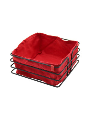 KARE SİYAH METAL KIRMIZI BEZLİ EKMEK SEPETİ 20X21CM DERİNLİK 10.5CM KARE SİYAH METAL KIRMIZI BEZLİ EKMEK SEPETİ 20X21CM DERİNLİK 10.5CM