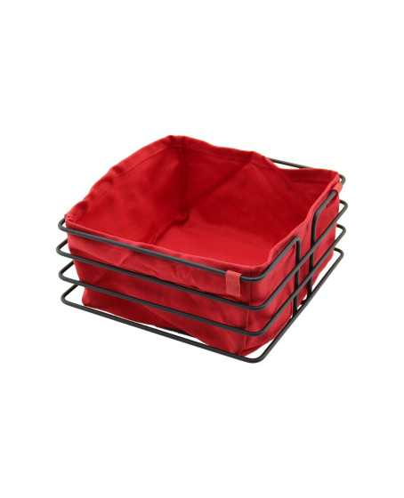 KARE SİYAH METAL KIRMIZI BEZLİ EKMEK SEPETİ 20X21CM DERİNLİK 10.5CM KARE SİYAH METAL KIRMIZI BEZLİ EKMEK SEPETİ 20X21CM DERİNLİK 10.5CM