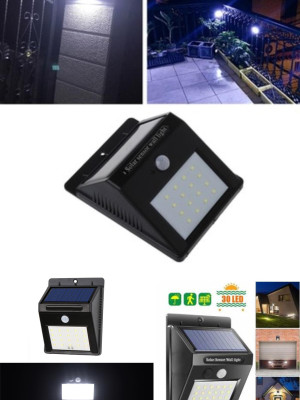 Sensörlü Solar Duvar Lambası 20 Ledli