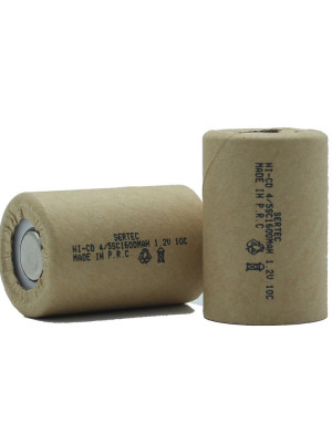 Sertec 1.2V Ni-Cd  4/5 SC 1500 Mah Kağıt Şarjlı Pil 10C (Başsız/Flat Head)