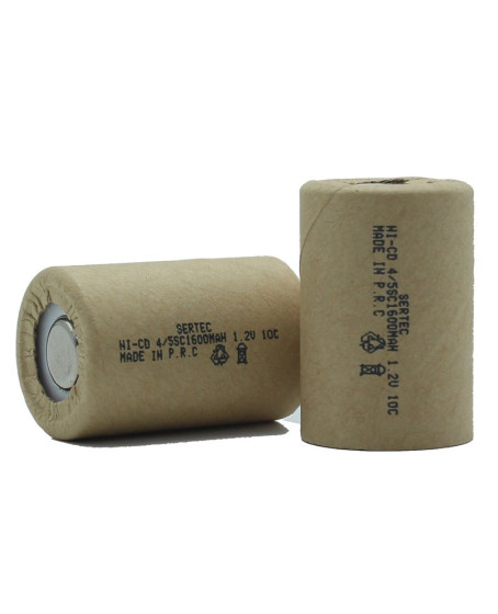 Sertec 1.2V Ni-Cd  4/5 SC 1500 Mah Kağıt Şarjlı Pil 10C (Başsız/Flat Head)