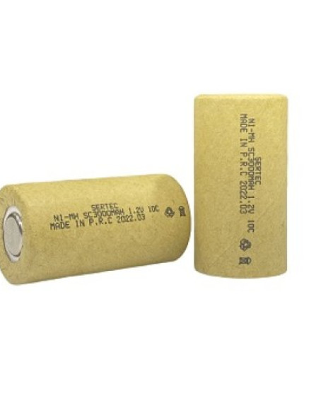 Sertec 1.2V Ni-Mh SC 3000 mAh. Kağıtlı Şarjlı Pil 10C (Başsız/Flat Head)
