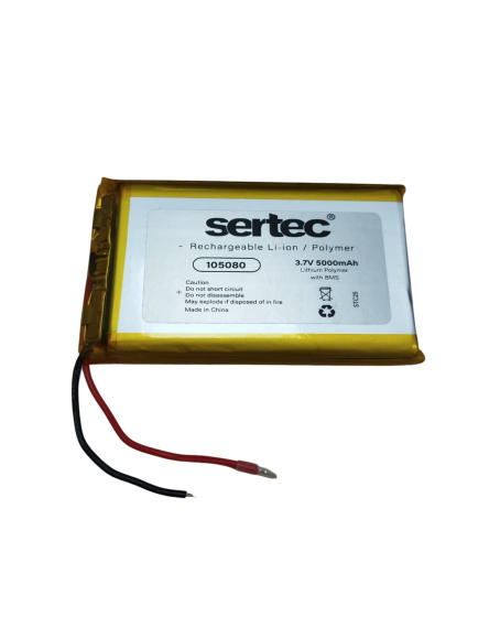 Sertec 105080 3.7V 5000 mAh Li-Polymer Pil (Devreli/1.5A)