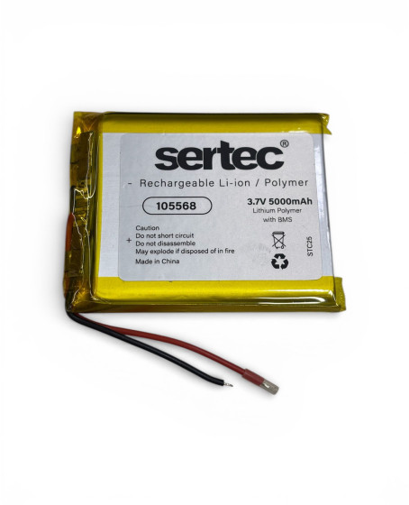 Sertec 105568 3.7V 5000 mAh Li-Polymer Pil (Devreli/1.5A)